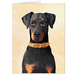 Doberman Pinscher Uncropped Painting Original Art Card