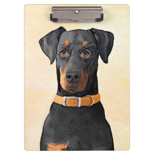 Doberman Pinscher Uncropped Painting Original Art Clipboard