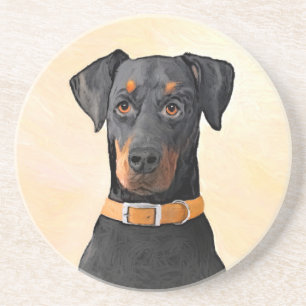 Doberman Pinscher Uncropped Painting Original Art Coaster