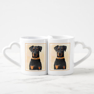 Doberman Pinscher Uncropped Painting Original Art Coffee Mug Set