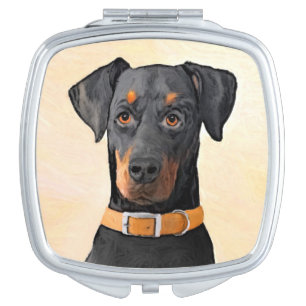 Doberman Pinscher Uncropped Painting Original Art Compact Mirror