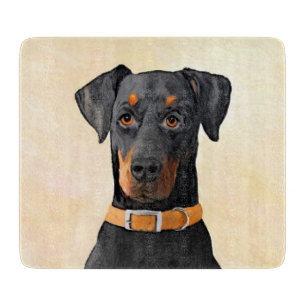 Doberman Pinscher Uncropped Painting Original Art Cutting Board