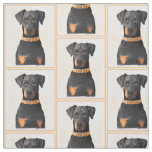 Doberman Pinscher Uncropped Painting Original Art Fabric