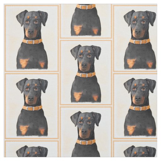 Doberman Pinscher Uncropped Painting Original Art Fabric