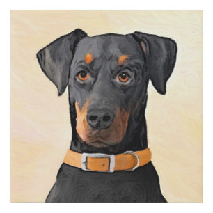 Doberman Pinscher Uncropped Painting Original Art Faux Canvas Print