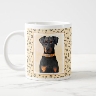 Doberman Pinscher Uncropped Painting Original Art Giant Coffee Mug