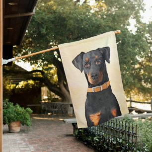 Doberman Pinscher Uncropped Painting Original Art House Flag