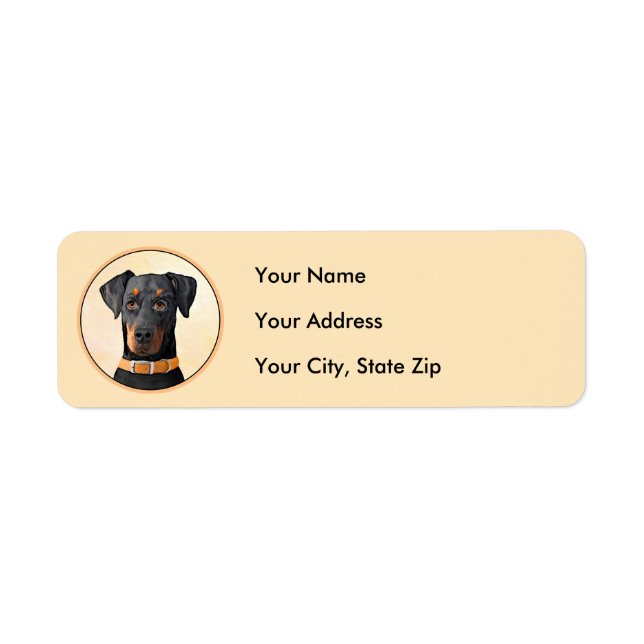 Doberman Pinscher Uncropped Painting Original Art Label (Front)