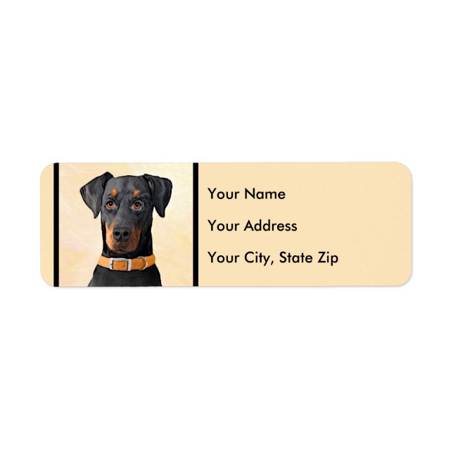 Doberman Pinscher Uncropped Painting Original Art Label (Front)