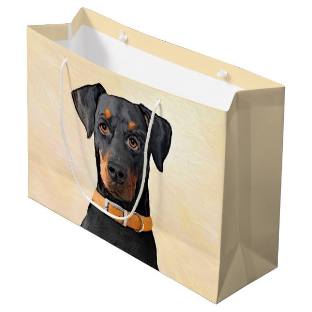 Doberman Pinscher Uncropped Painting Original Art Large Gift Bag (Front Angled)