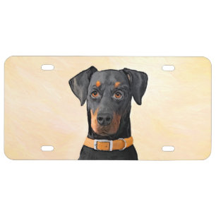 Doberman Pinscher Uncropped Painting Original Art License Plate