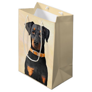 Doberman Pinscher Uncropped Painting Original Art Medium Gift Bag