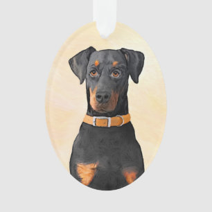 Doberman Pinscher Uncropped Painting Original Art Ornament