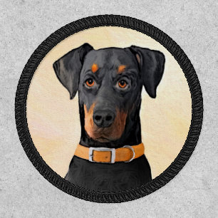 Doberman Pinscher Uncropped Painting Original Art Patch