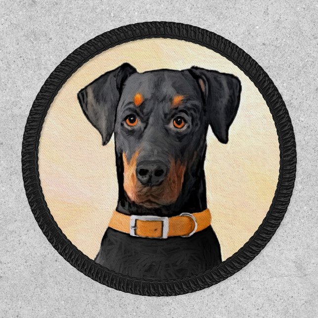 Doberman Pinscher Uncropped Painting Original Art Patch (Front)
