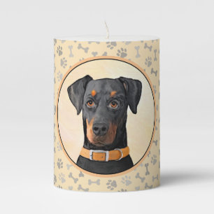 Doberman Pinscher Uncropped Painting Original Art Pillar Candle