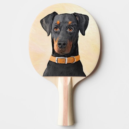 Doberman Pinscher Uncropped Painting Original Art Ping Pong Paddle