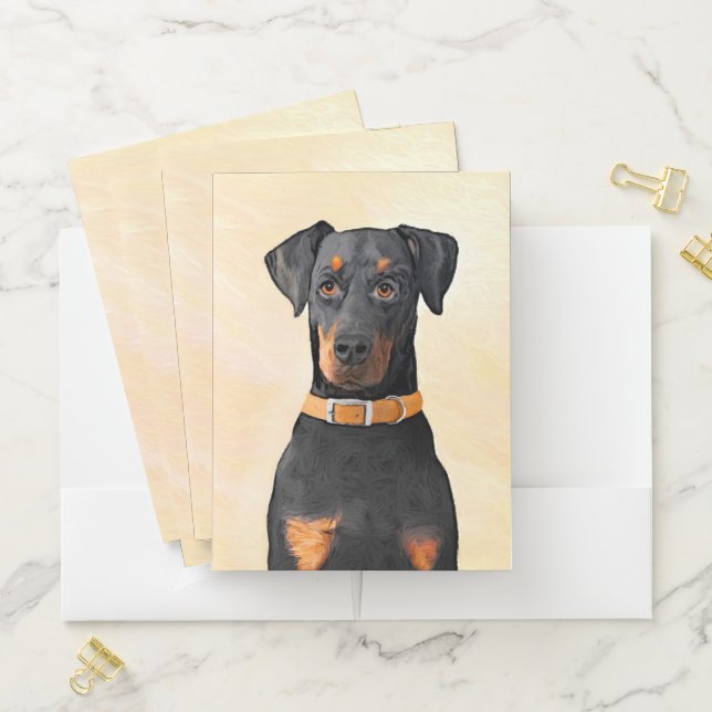 Doberman Pinscher Uncropped Painting Original Art Pocket Folder (In Situ)