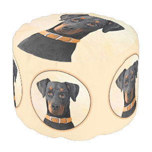 Doberman Pinscher Uncropped Painting Original Art Pouf