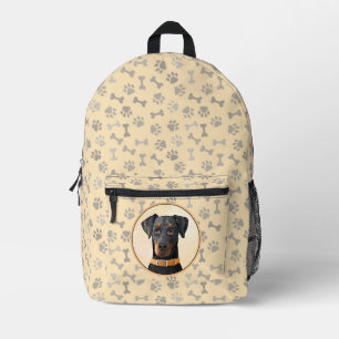 Doberman Pinscher Uncropped Painting Original Art Printed Backpack