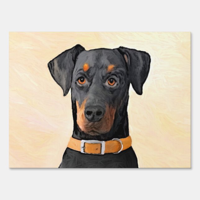 Doberman Pinscher Uncropped Painting Original Art Sign (Front)