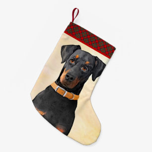 Doberman Pinscher Uncropped Painting Original Art Small Christmas Stocking