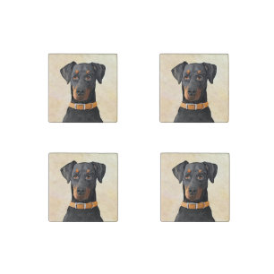 Doberman Pinscher Uncropped Painting Original Art Stone Magnet