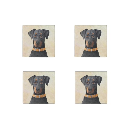 Doberman Pinscher Uncropped Painting Original Art Stone Magnet