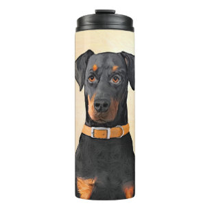 Doberman Pinscher Uncropped Painting Original Art Thermal Tumbler