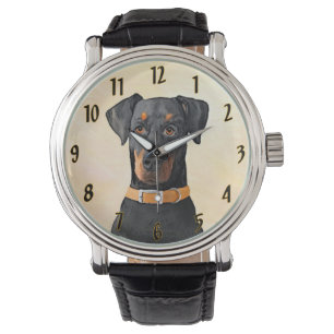 Doberman Pinscher Uncropped Painting Original Art Watch