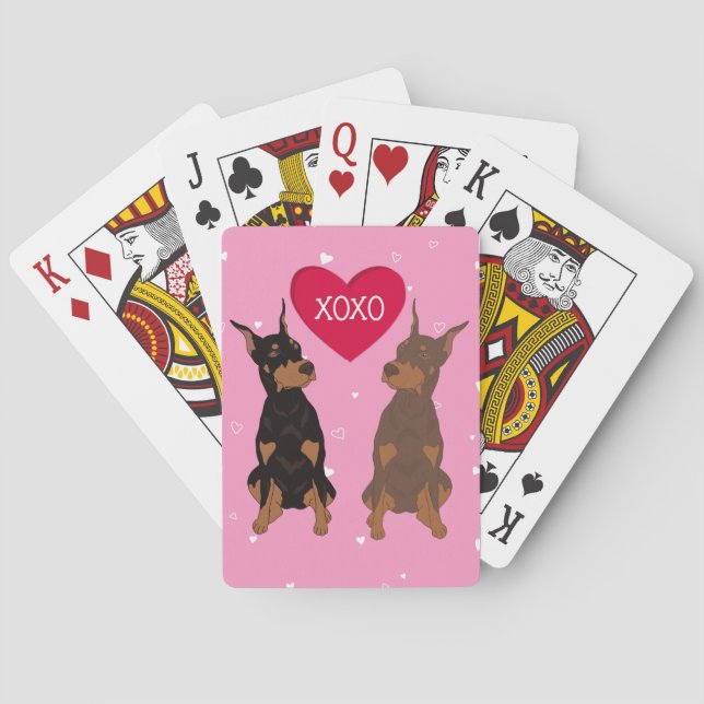 Doberman Pinscher Valentines Day   Poker Cards (Back)