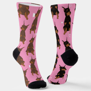 Doberman Pinscher Valentines Day Socks