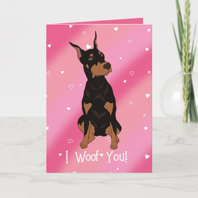 Doberman Pinscher Valentines Day Thank You Card (Front)