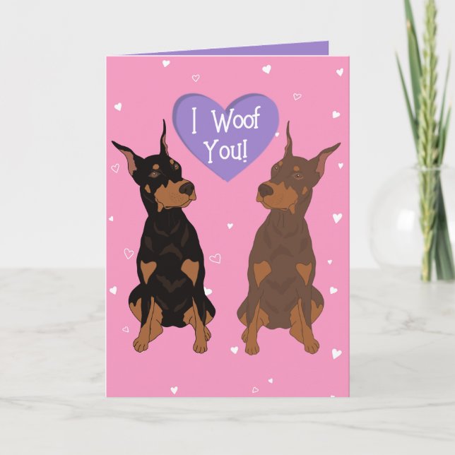 Doberman Pinscher Valentines Day Thank You Card (Front)