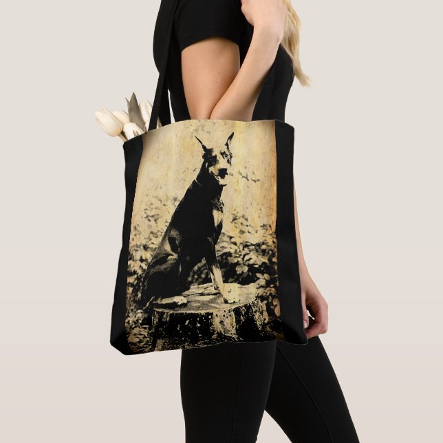 Doberman Pinscher Vintage Old Photo Tote Bag (Close Up)