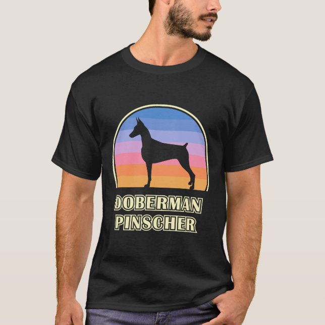 Doberman Pinscher Vintage Sunset Dog T-Shirt (Front)