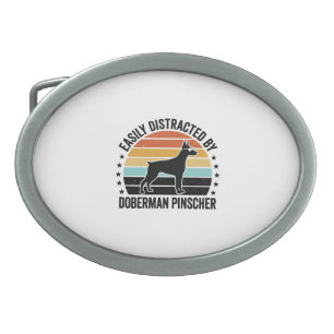 Doberman Pinscher Vintage Sunset Graphic Tee Desig Belt Buckle