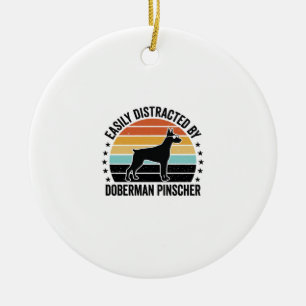 Doberman Pinscher Vintage Sunset Graphic Tee Desig Ceramic Ornament