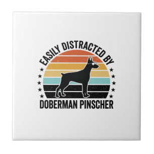 Doberman Pinscher Vintage Sunset Graphic Tee Desig Ceramic Tile