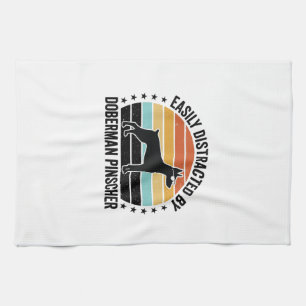 Doberman Pinscher Vintage Sunset Graphic Tee Desig Kitchen Towel