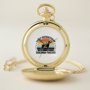 Doberman Pinscher Vintage Sunset Graphic Tee Desig Pocket Watch