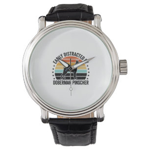 Doberman Pinscher Vintage Sunset Graphic Tee Desig Watch