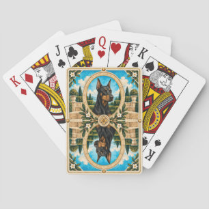 Doberman Pinscher, Vintage Watercolor Dog Art Poker Cards
