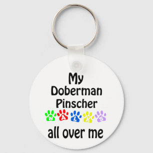 Doberman Pinscher Walks Design Keychain