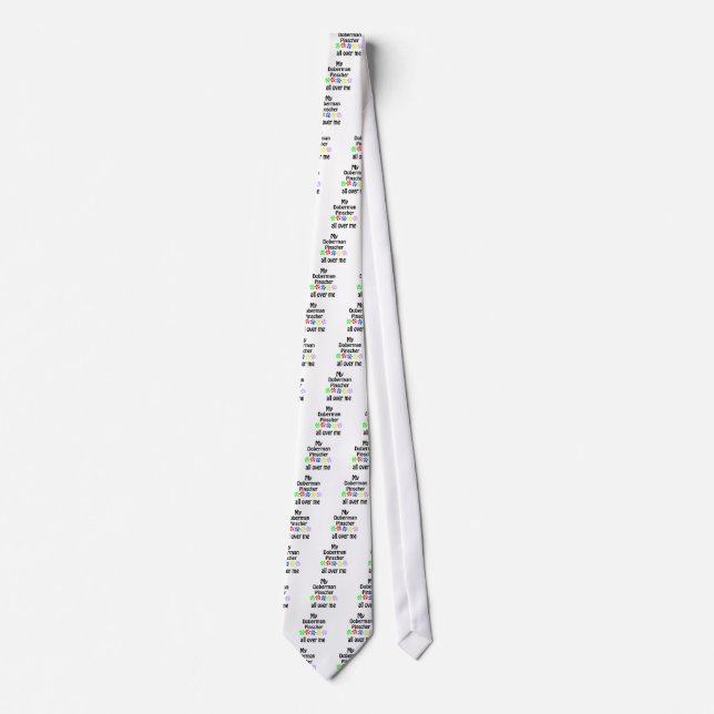 Doberman Pinscher Walks Design Neck Tie (Front)