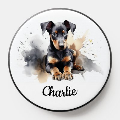 Doberman Pinscher Watercolor PopSocket
