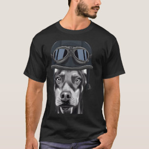 Doberman Pinscher Wearing Vintage Motorcycle Helme T-Shirt