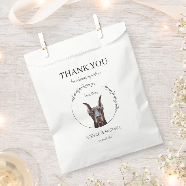 Doberman Pinscher Wedding Thank You Favor Bag (Clipped)