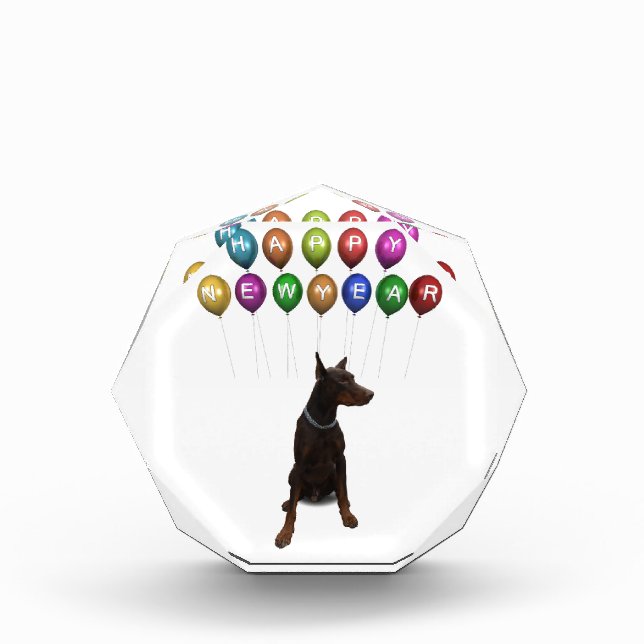 Doberman Pinscher wishing Happy New Year 2016 Award (Front)