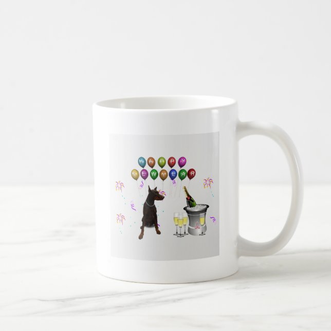 Doberman Pinscher wishing Happy New Year 2016 Coffee Mug (Right)